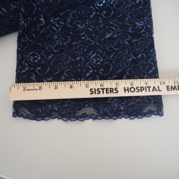 J. Crew Peyton High-Rise Pull-On Wide-Leg Pants Navy Metallic Lace Size 10 - Picture 9 of 11